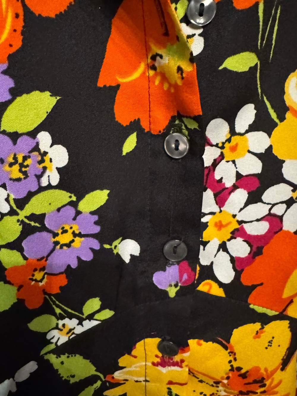 Retro Vintage Floral Button-Front Fit & Mini Flare Dress Bold 70’s Style 🌺 - Picture 5 of 14
